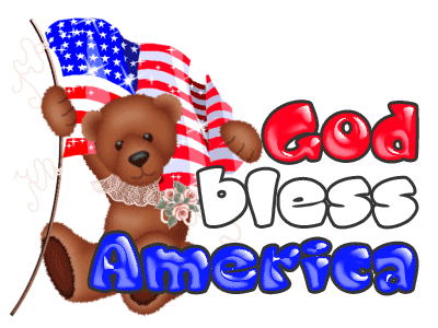 God bless America with a bear holding american flag