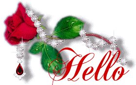 Hello, with red rose and dimands
