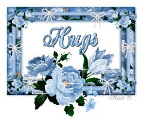 Hugs, with flowers in a frame