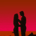 I love you, couple kissing at sunset