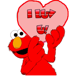 I love you, elmo holding a heart